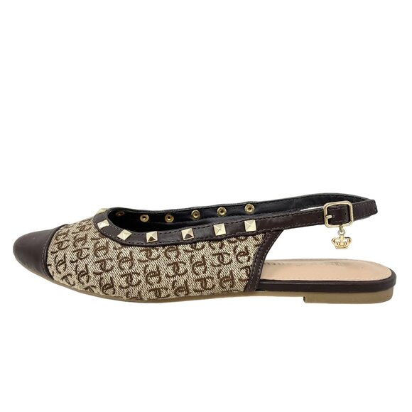 Juicy Couture Poetry Womens Logo Brown Brown Point Toe Flat Sling Back Size 8M - Picture 6 of 13